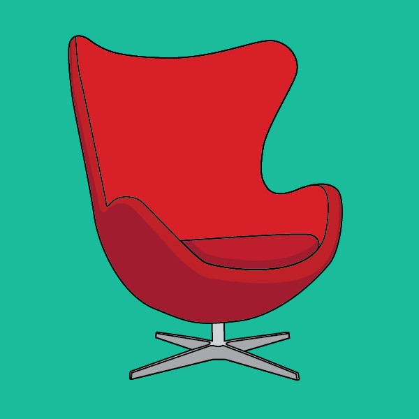 Dit is de Egg Chair, ontworpen door Arne Jacobsen in 1958.