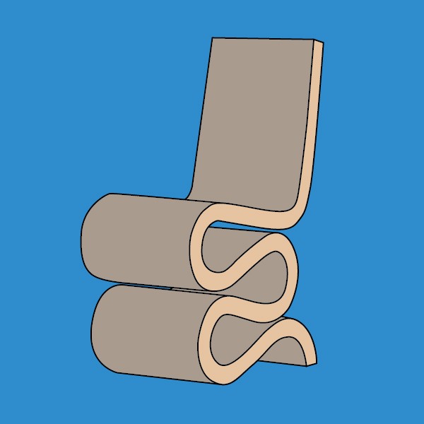 Deze Wiggle Side Chair, in 1972 ontworpen door Frank Gehry, behoort zeker tot de iconische stoelen uit de vorige eeuw.