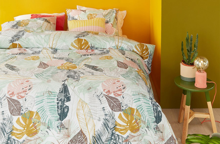 Botanische print om je slaapkamer helemaal trendy te decoreren.