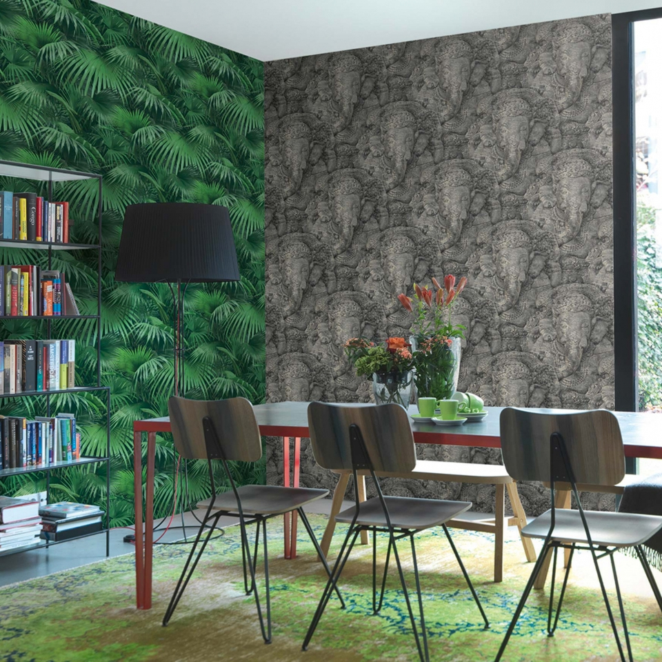 Let's go wild! Groene bladeren print aan de wand.