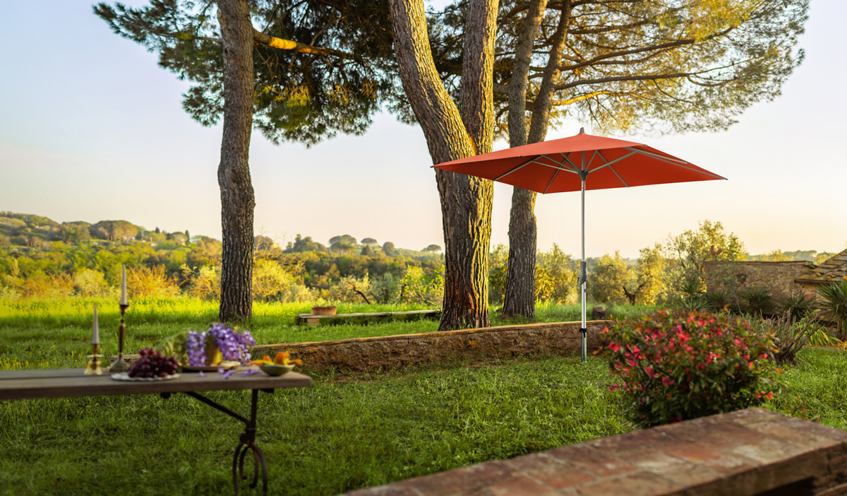 Stokparasols met rechte hoeken, verkrijgbaar in allerlei kleuren van het merk Glatz.