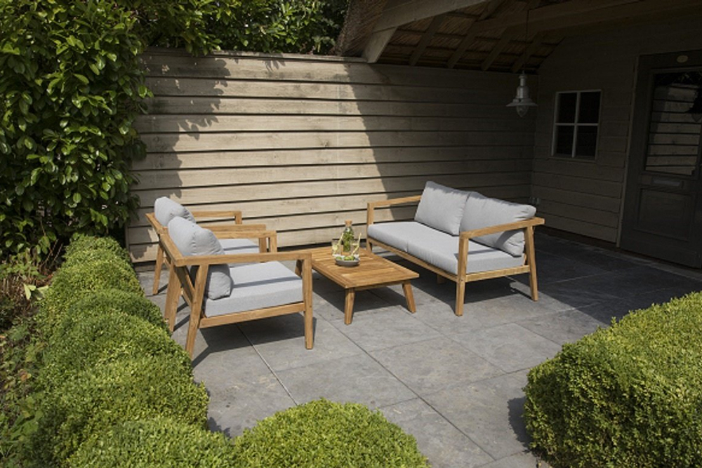 Compacte teak houten loungeset 'Lucca' van het merk Exotan.