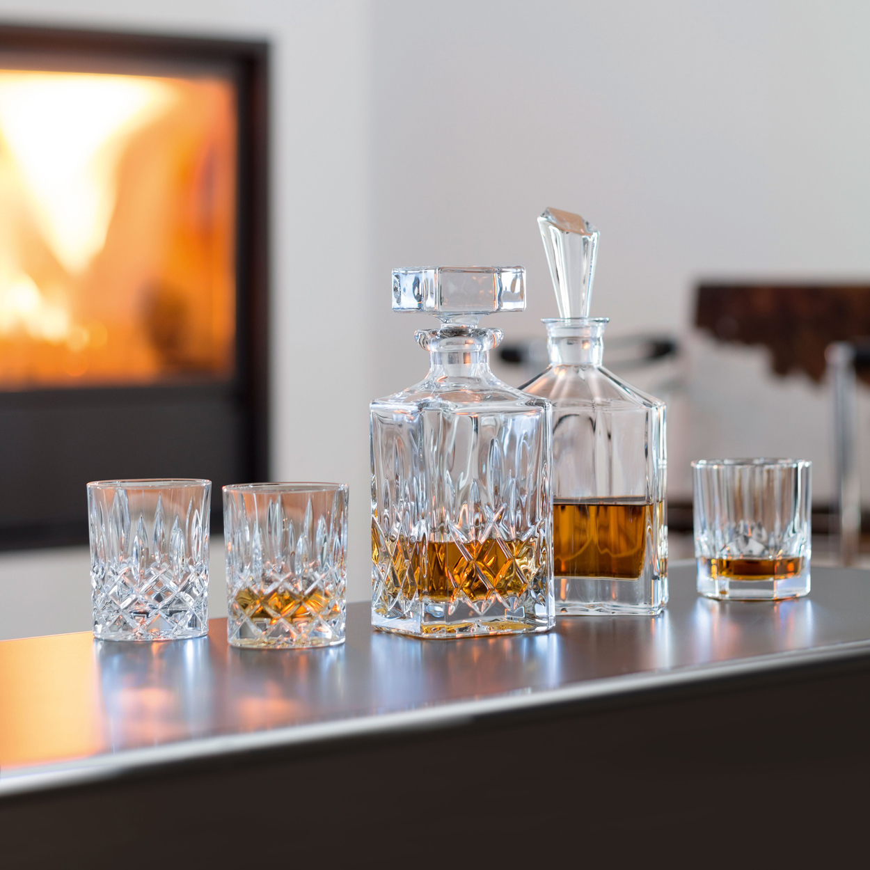 Deze stijlvolle whiskeyset, staat ook prachtig in de kamer.