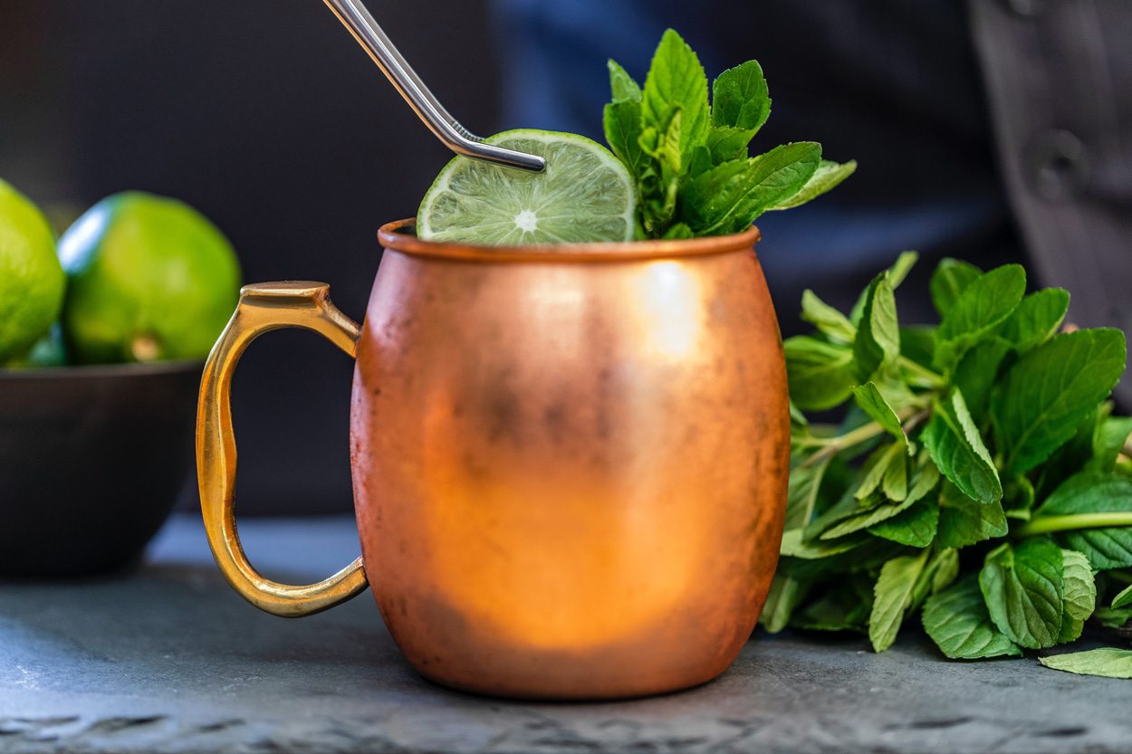 In de 'Moscow mule mug' ziet je cocktail er ook nog eens fantastisch uit.