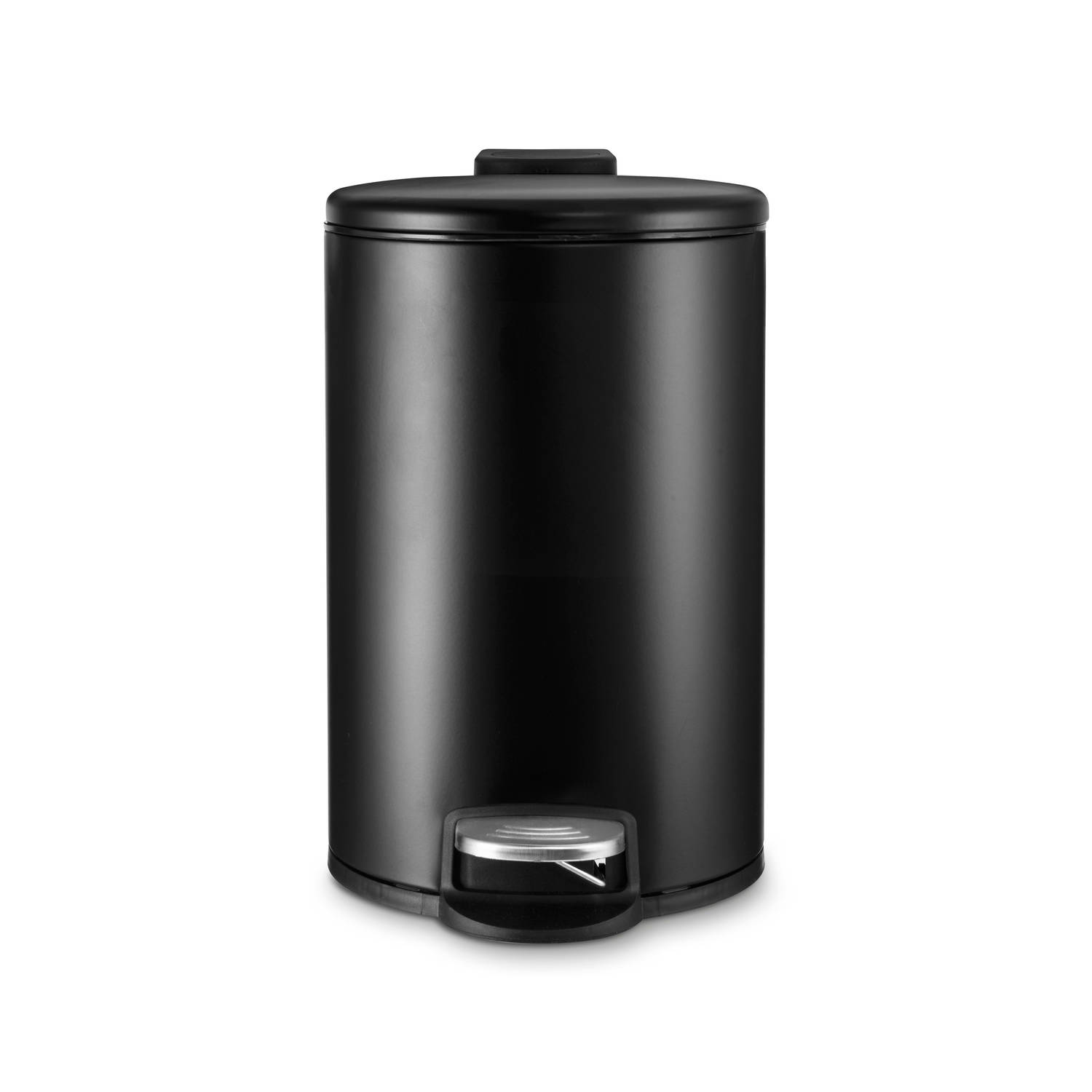 donker gek Milieuvriendelijk Woonhome - Pedaalemmer prullenbak Paco - zwart/metaal - 5 liter - 30 cm -  Leen Bakker